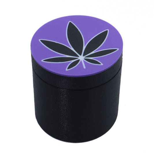 Black Leaf on Purple 16 ounce Stash Jar