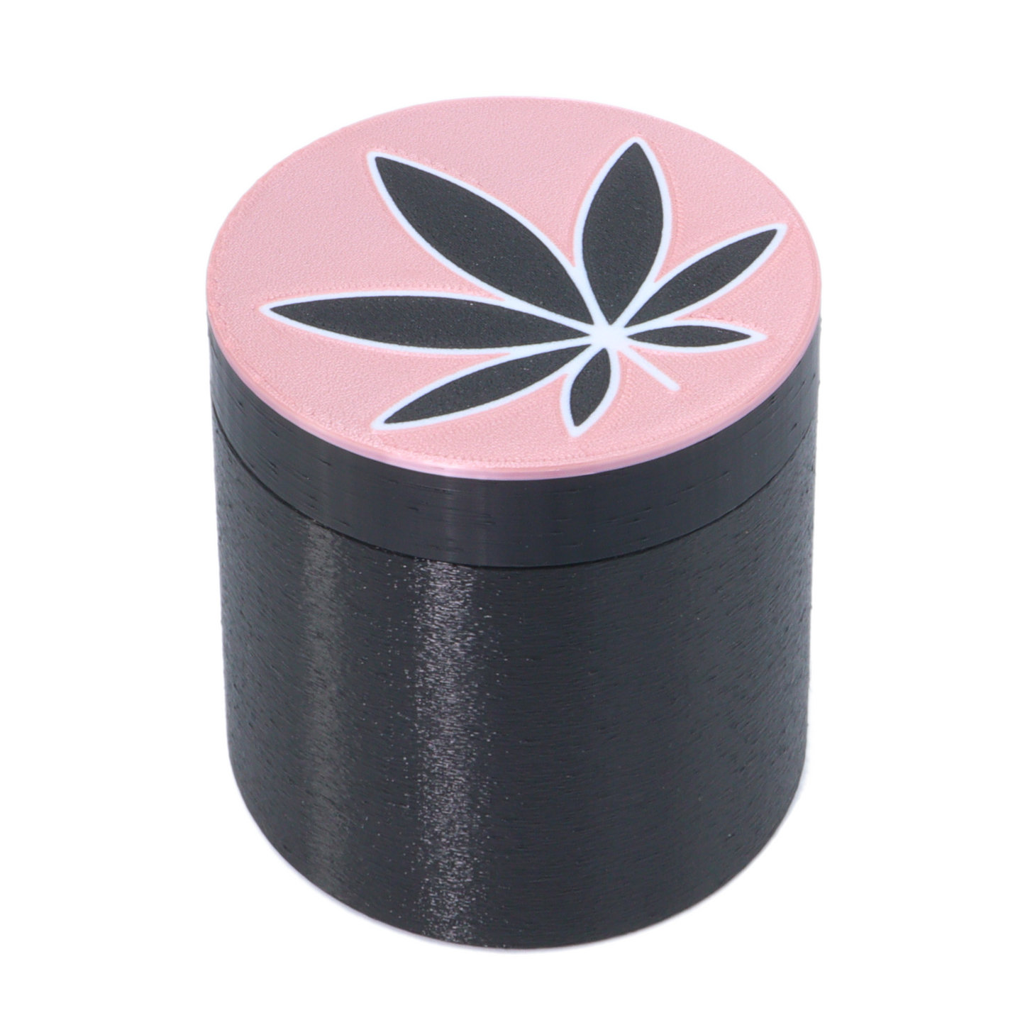Leaf Black on pink 16 ounce Stash Jar