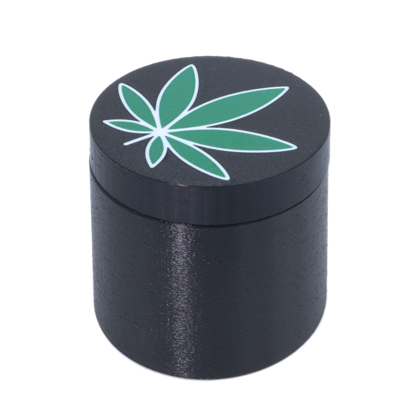 Green leaf on black 16 ounce Stash Jar