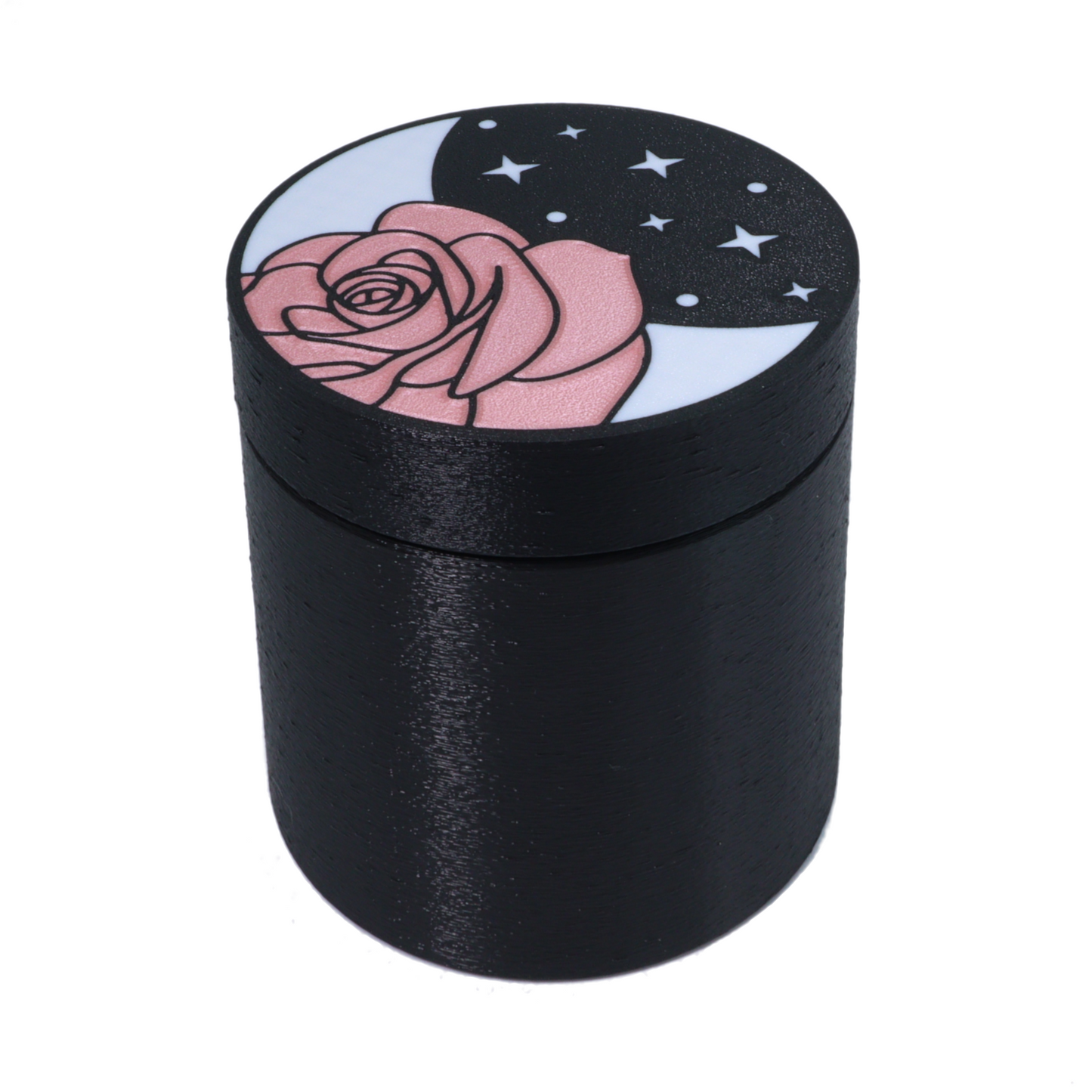 Moon and pink rose 16 ounce Stash Jar