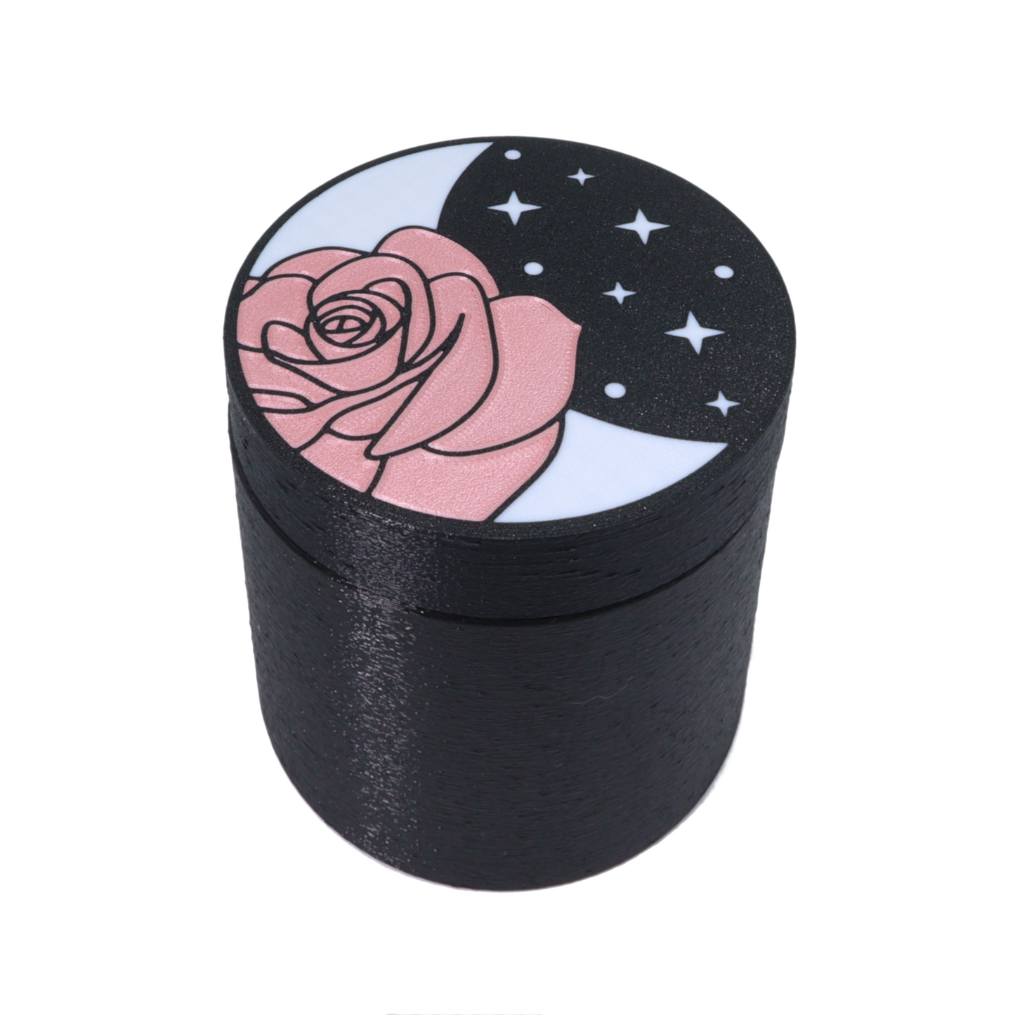 Moon and pink rose 16 ounce Stash Jar
