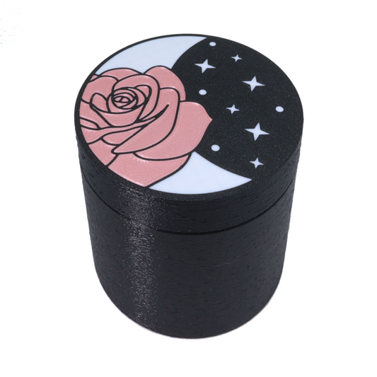 Moon and pink rose 16 ounce Stash Jar