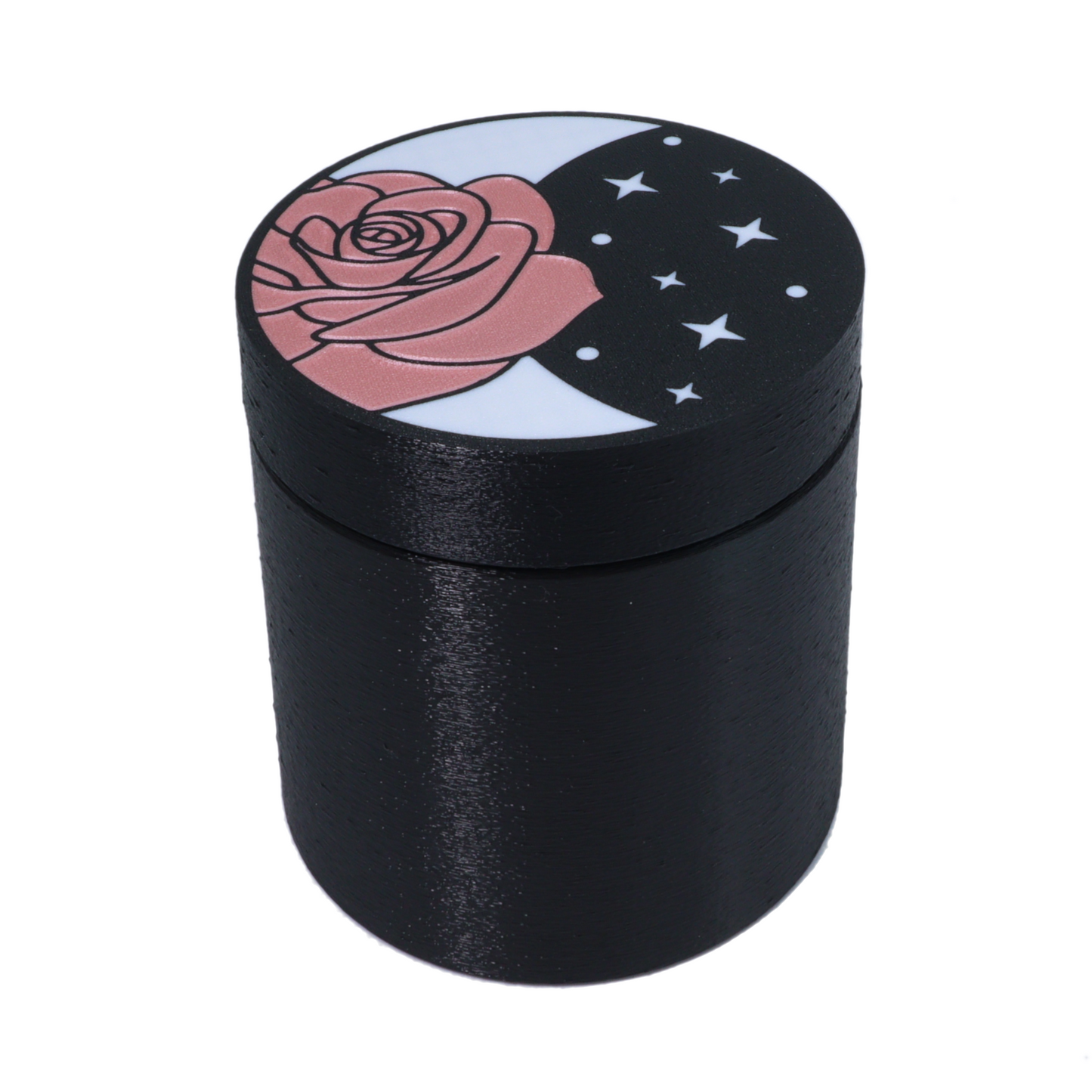 Moon and pink rose 16 ounce Stash Jar