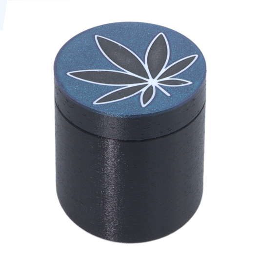 Black Leaf on Blue 16 ounce Stash Jar